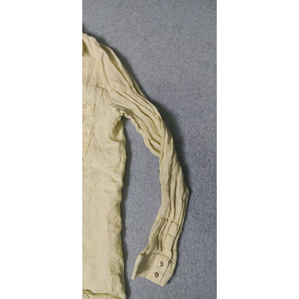 Sigrid Olson 100% Linen Long Sleeve Button Up Small Yellow Coastal Quiet Luxury - Picture 5 of 12